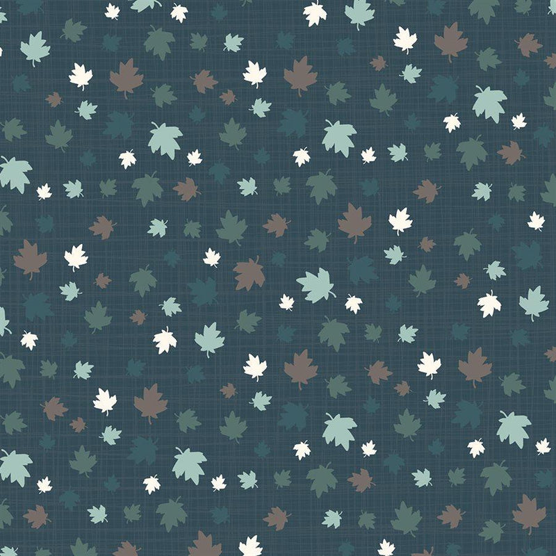 From Far and Wide by Moda - Multi Leaves on Dk Teal 13224-14