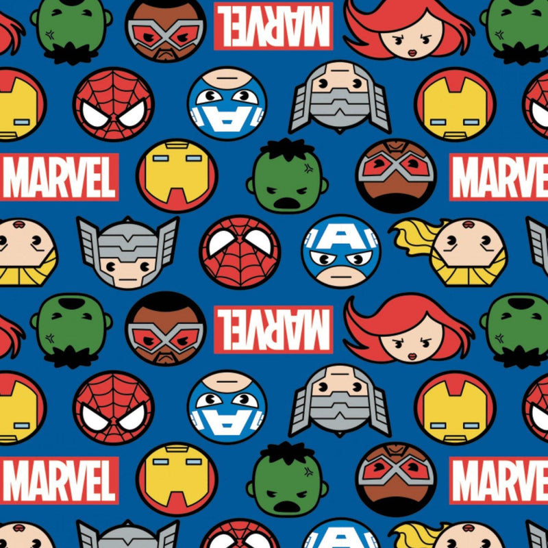 Heroes Faces and Logo Marvel Kawaii by Camelot - Blue 13020997-02