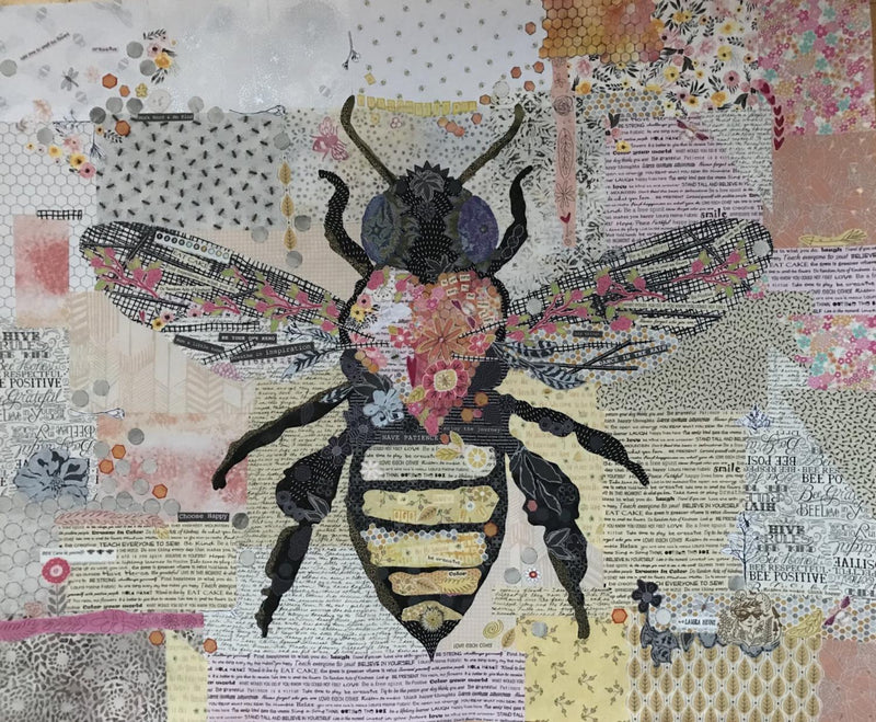 Honey Bee Collage Pattern by Laura Heine (45" x 36")