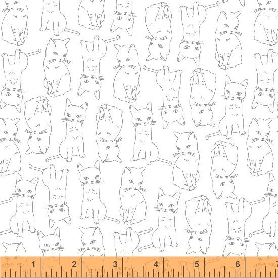 Kitty Kitty by Whistler for Windham Fabrics - Kitty Cats - 51687-1 White