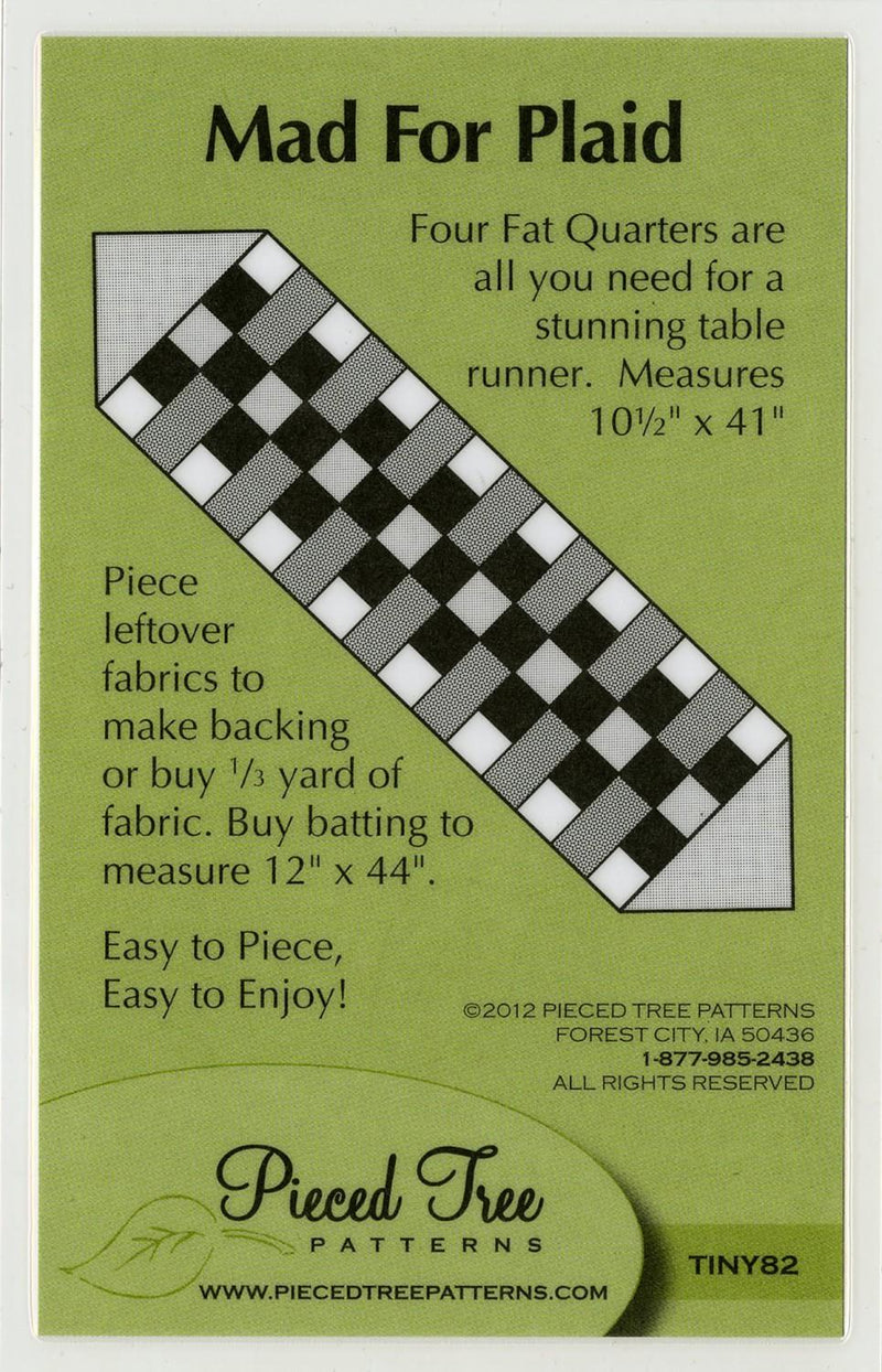 Mad for Plaid Table Runner Pattern by Pieced Tree Patterns - 10.5" x 41" (Tiny82)