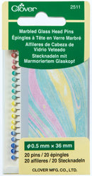 Marbled Glass Head Pins by Clover - 20 pins - CV2511