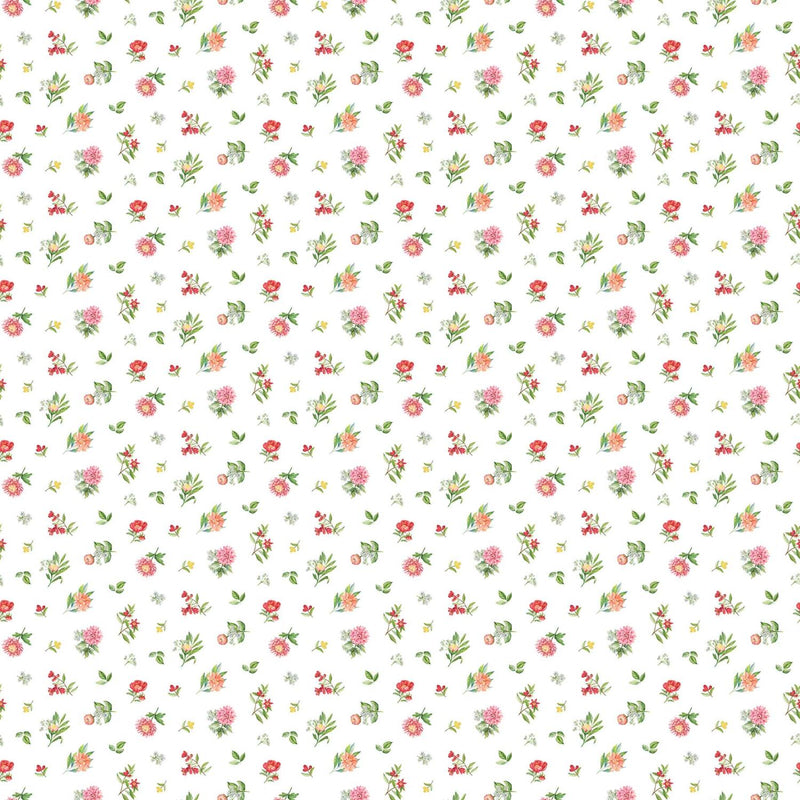 Morning Blossom by Northcott - Mini Floral Toss Multi on White 24921-10