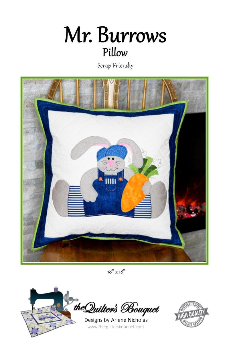 Mr. Burrows Pillow Pattern by Quilter's Bouquet (18" x 18")