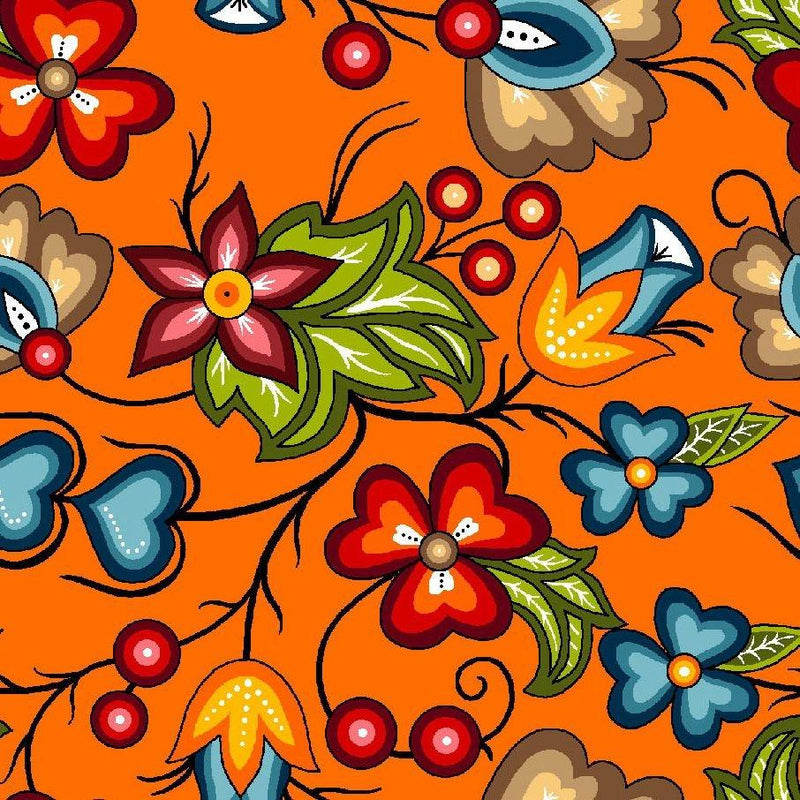 Native Floral 2 by Shannon Gustafson - Multifloral on Orange SG-0002