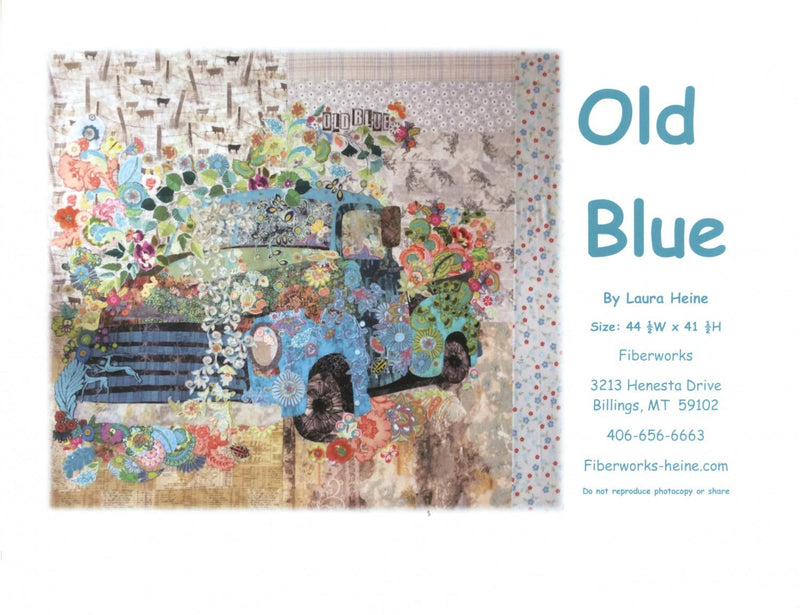 Old Blue Car Collage Pattern by Laura Heine (44.5" x 44.5")