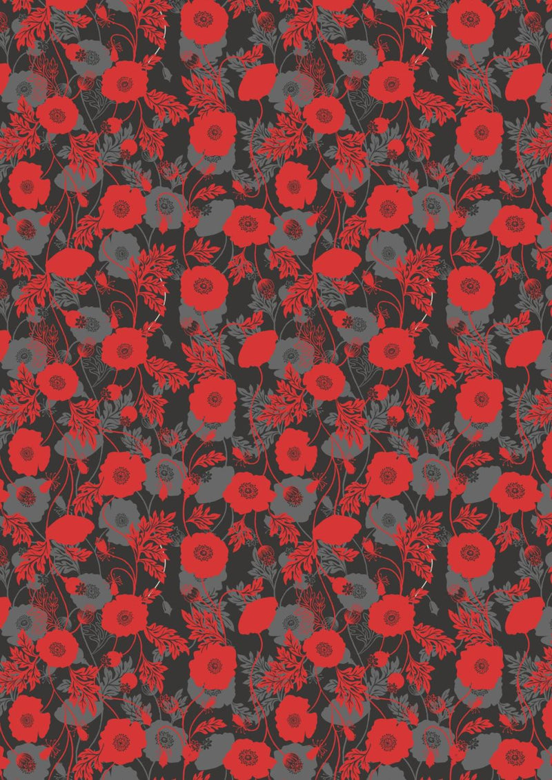 Poppies by Lewis & Irene - Poppy Shadow on Black 6555-3