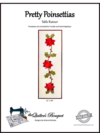 Pretty Poinsettias Table Runner Pattern by Quilter's Bouquet (12" x 36")