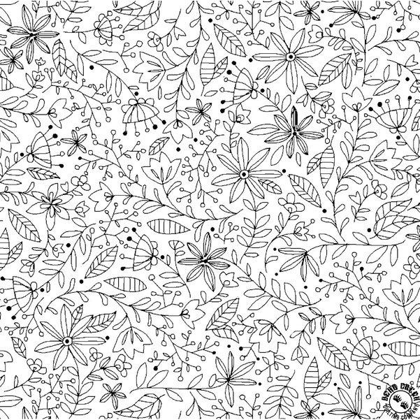 Ramblings Salt & Pepper by P&B Textiles - Bl Floral Vines on Wh 4952WK