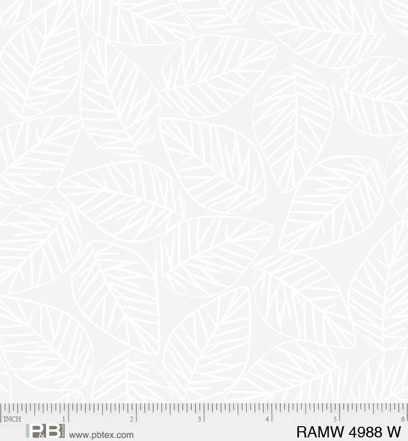 Ramblings WIDEBACK 108" by P&B Textiles - White Leaves RAMW 4988 W