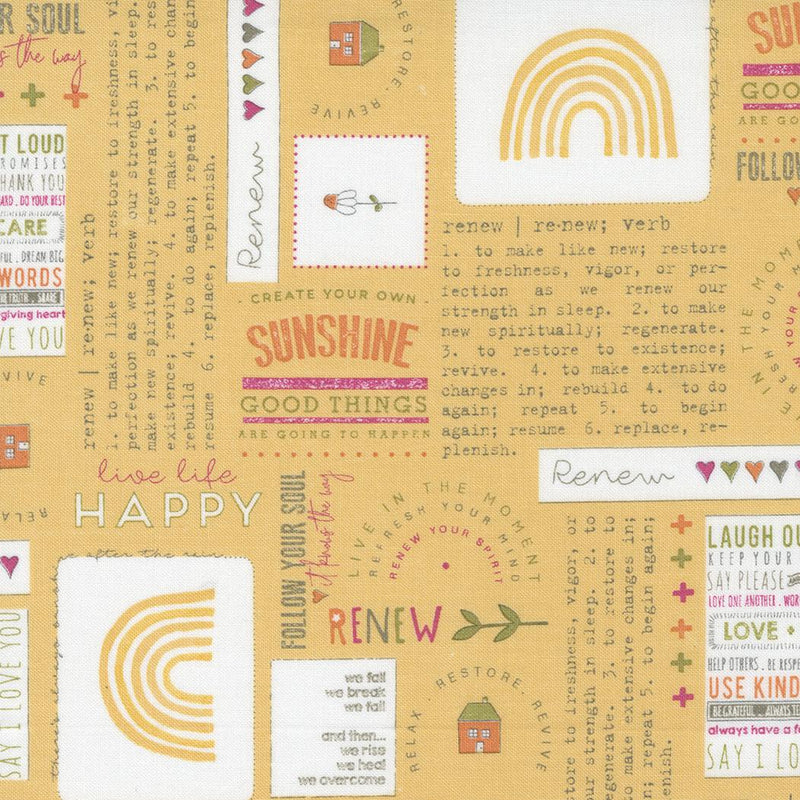 Renew by Sweetwater for Moda - Text Collage Uplifting Sayings Sunshine 5560-12