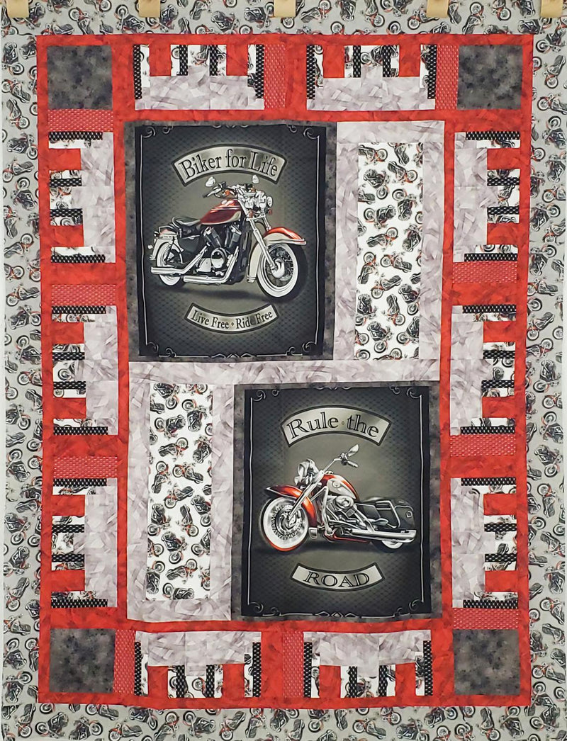 Ride Free Motorcycle QUILT TOP - 52" x 68" (w/ binding)