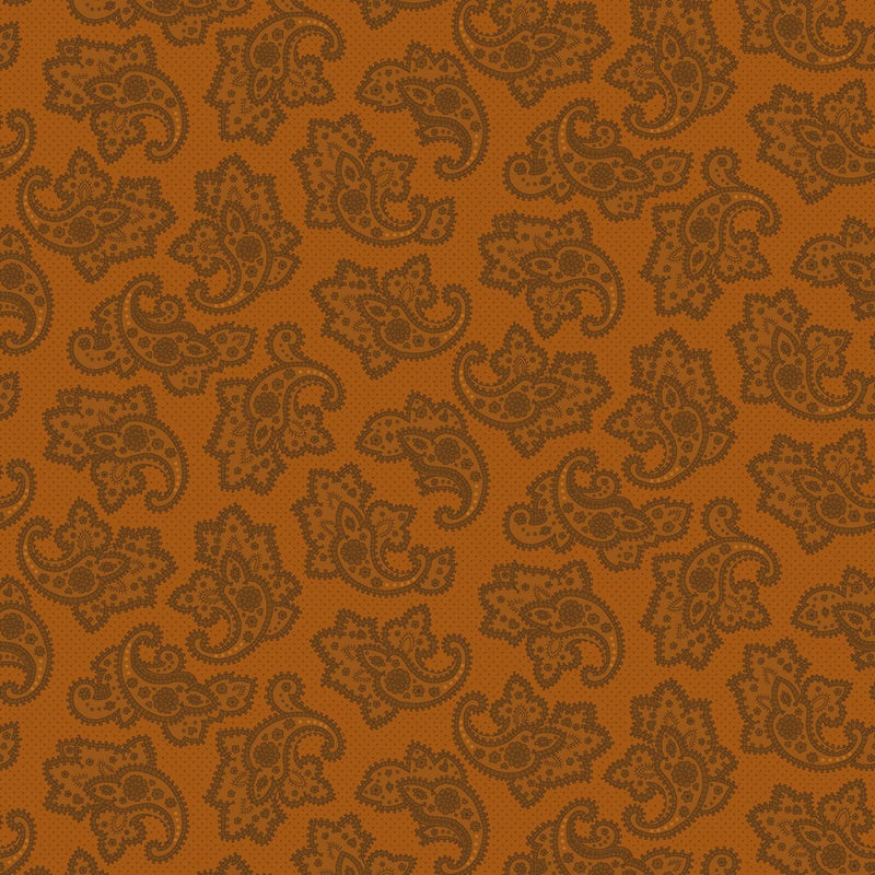 Right as Rain by Kim Diehl for Henry Glass - Delicate Paisley Orange 9837-30