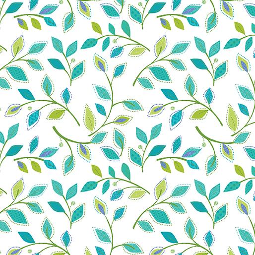 Serendipity by Benartex - Small Vine Teal/White 16121-83