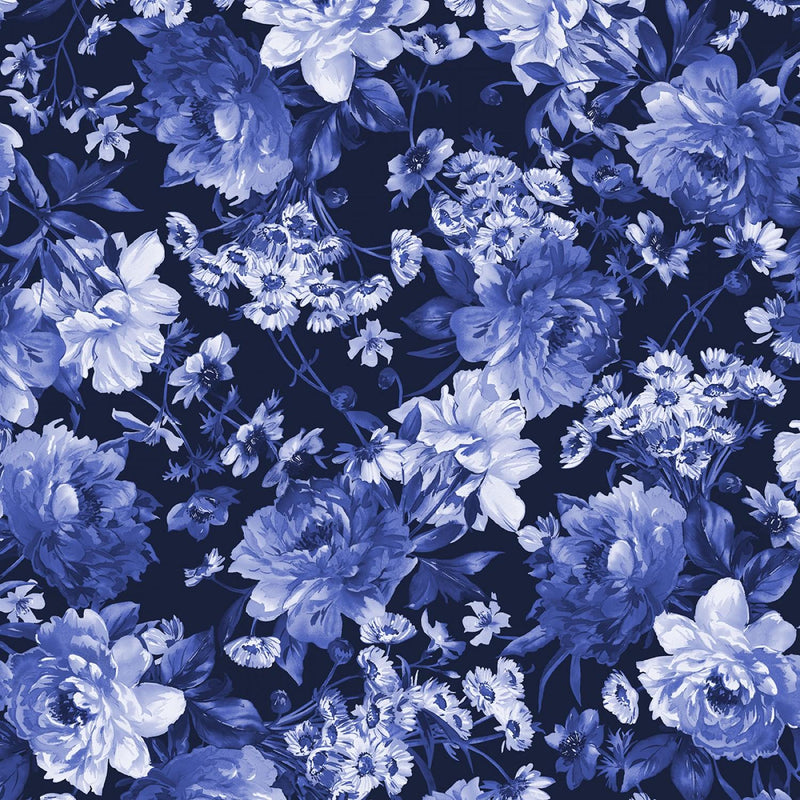 Silver Jubilee by Maywood - Navy Main Floral M2501M-N