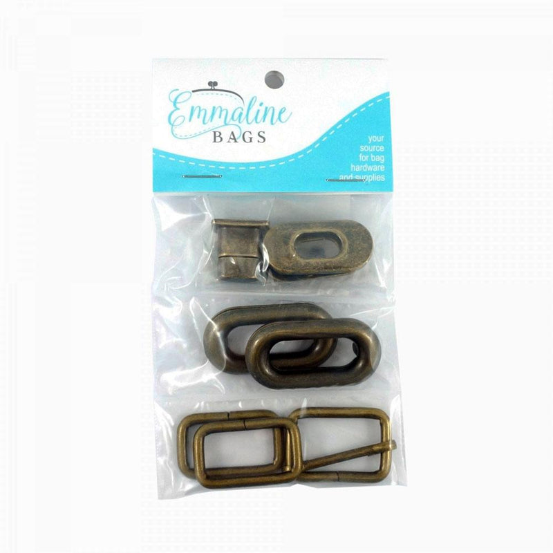 Spring Sling hardware kit w/Sm Turn lock -  Antique Brass -  Emmaline Bags