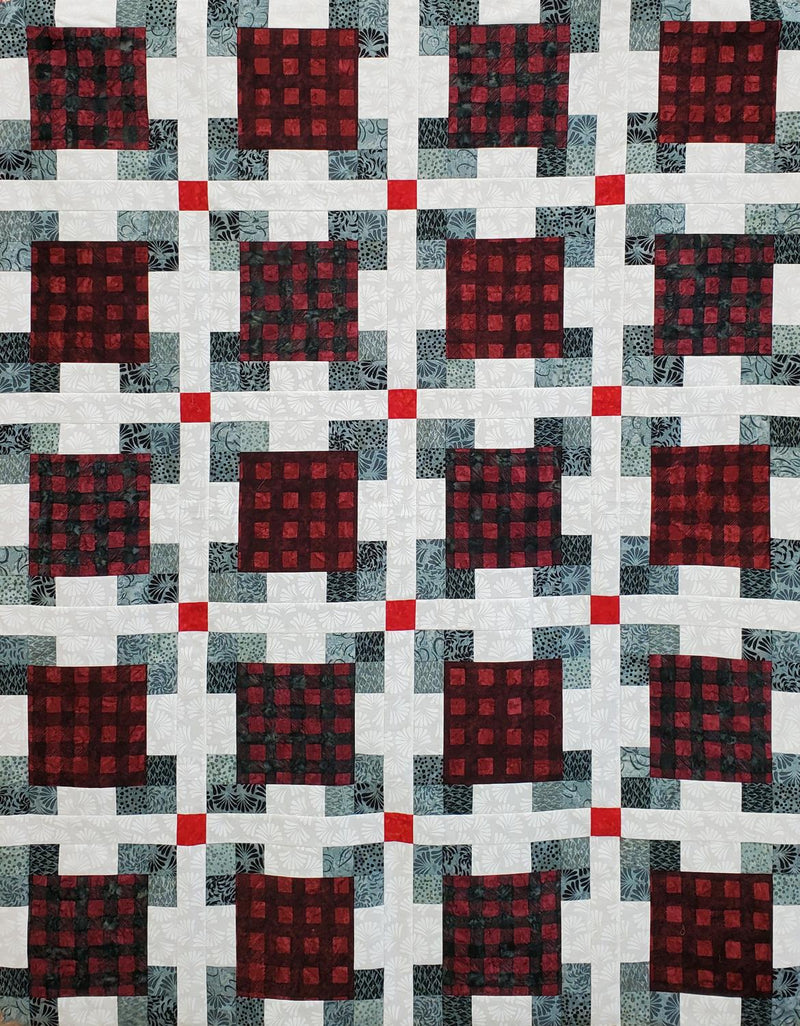 Square Pegs Batik Quilt (TOP no Binding) - 54" x 68"