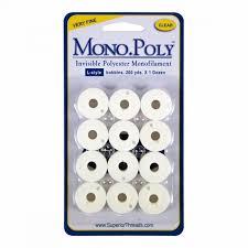 Superior Threads MonoPoly Pre-wound Class 15/L-style bobbins 12 Pk- Clear- 119-C15