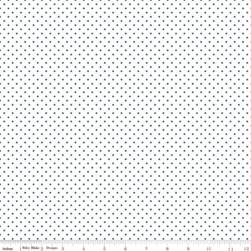 Swiss Dot by Riley Blake - Blue Dots on White C660-Denim