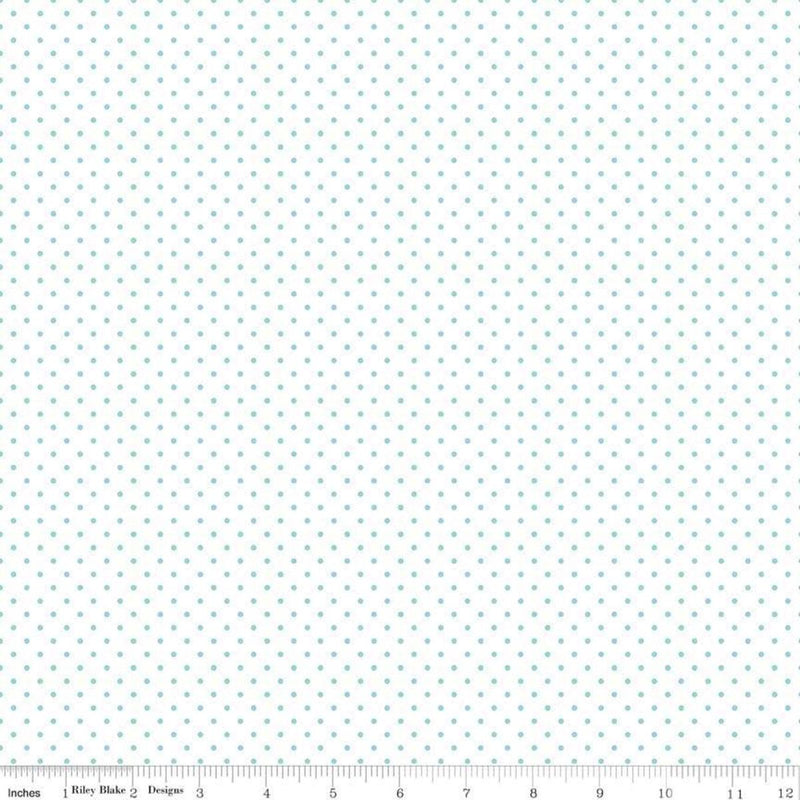 Swiss Dot by Riley Blake - Teal Dots on White C660-Scuba