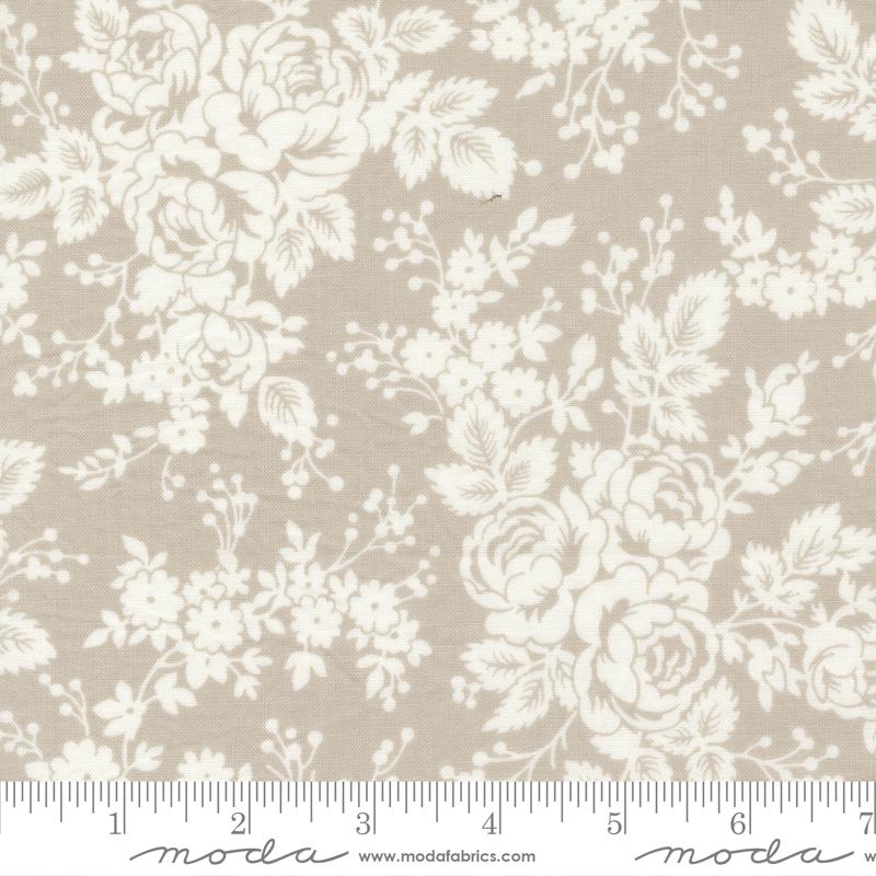 The Flower Farm for Moda - Lg Floral Cream on Taupe-Thistle 3011-16
