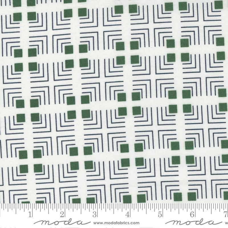 The Lookout by Moda - Squares/Lines  Green on Wht 18216-12