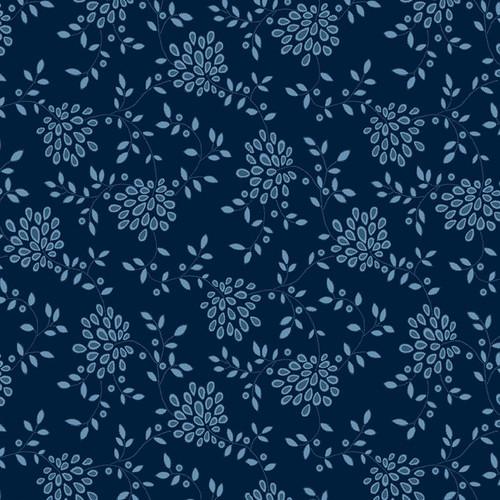 Tranquil Flannel WIDEBACK 108" by E-Studio - Contemporary Floral Navy - F7082-77