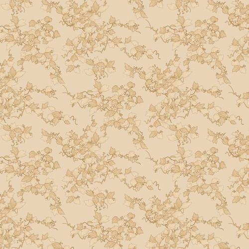 Tranquil Flannel WIDEBACK 108" by E-Studio - Leaves and Vines Beige - F7081-44