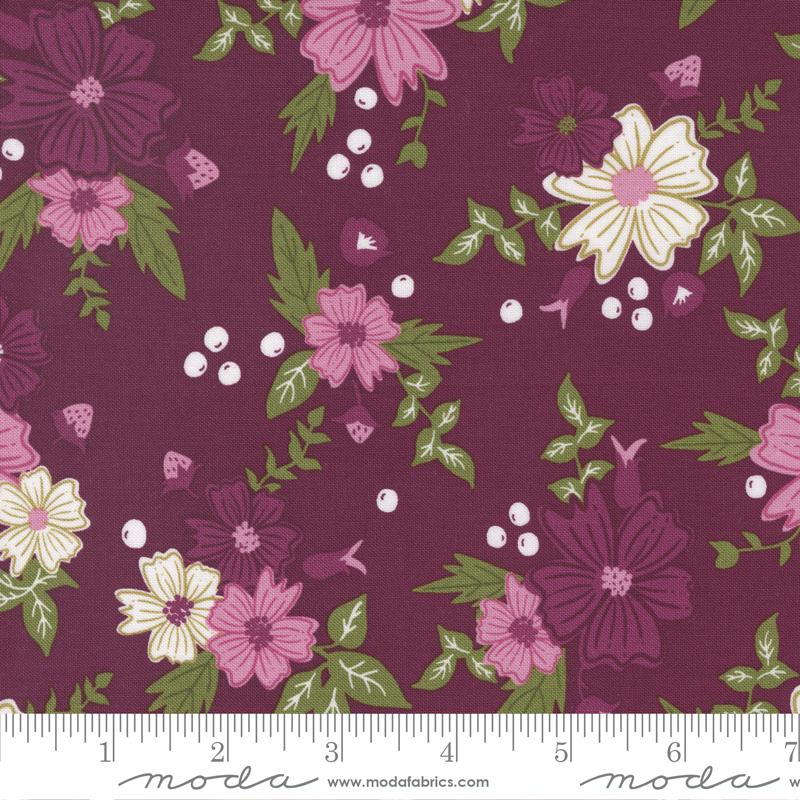 Wild Meadow by Sweetfire Road for Moda - Large Floral Boysenberry 43130-18