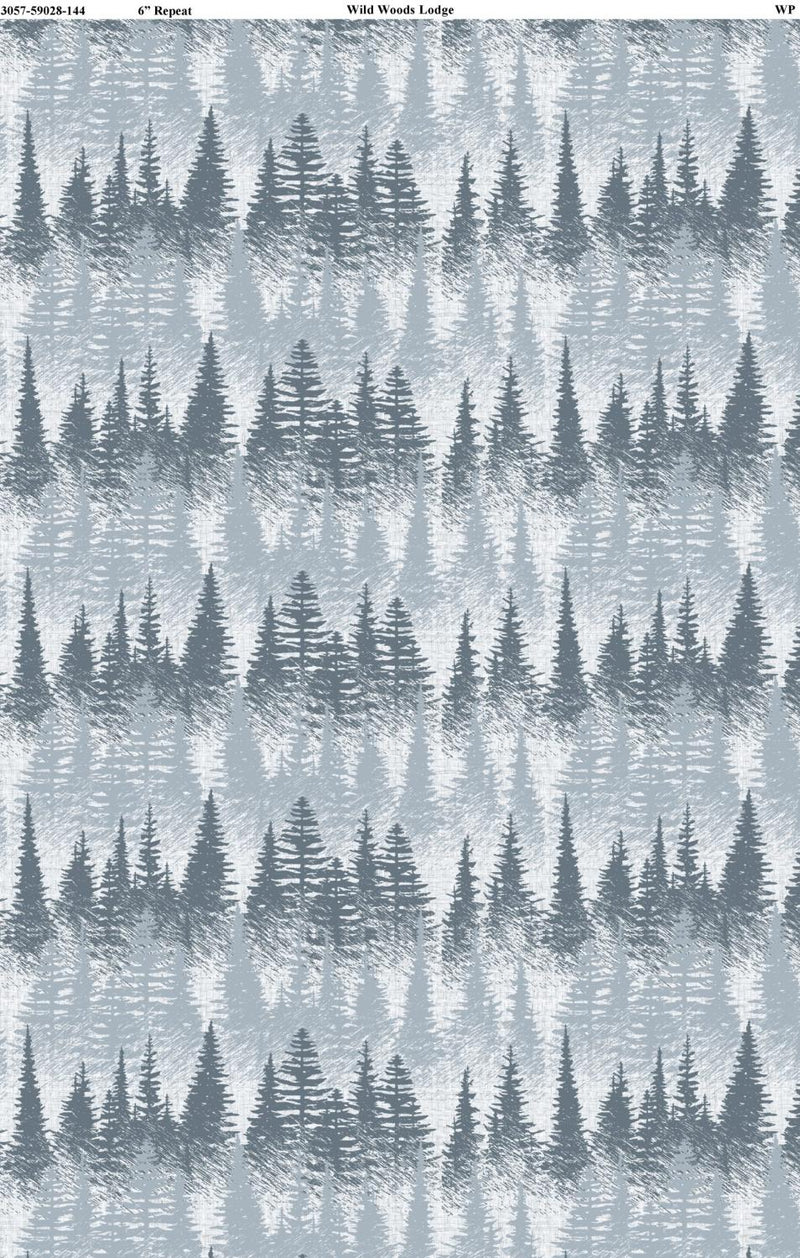 Wild Woods Lodge by Wilmington Prints - Tree Row Blue 3057-59028-144