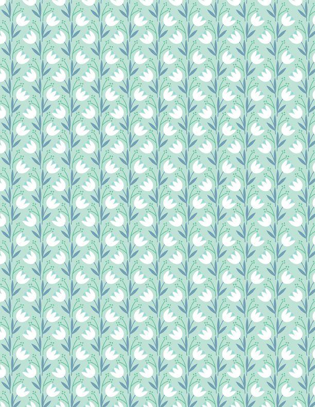 Windsong Meadows by Wilmington - Climbing Tulips Teal 3053-11607-714
