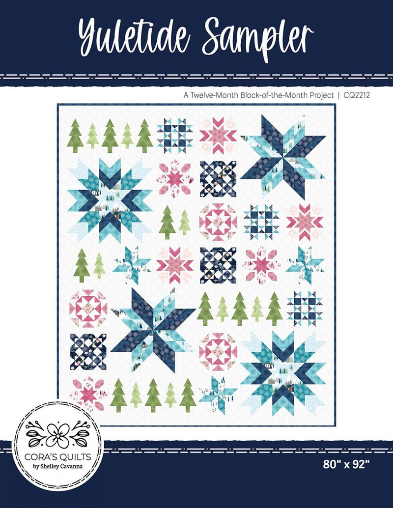 Yuletide Sampler BOM Pattern by Cora's Quilts 80" x 92'