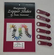 Zipper Slides by Pam Damour - 6 sliders- BURGUNDY- ZIP/BU