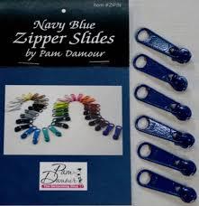 Zipper Slides by Pam Damour - 6 sliders- NAVY- ZIP/N